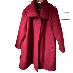 VINTAGE LIZ CLAIBORNE Woman Red Wool Winter Coat Dressy Jacket 22W PLUS SIZE EUC